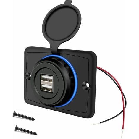 12V USB-stik - Dobbelt 12V USB-stik til autocampere - 3.1A USB billader - USB billader til biler, busser, autocampere og både