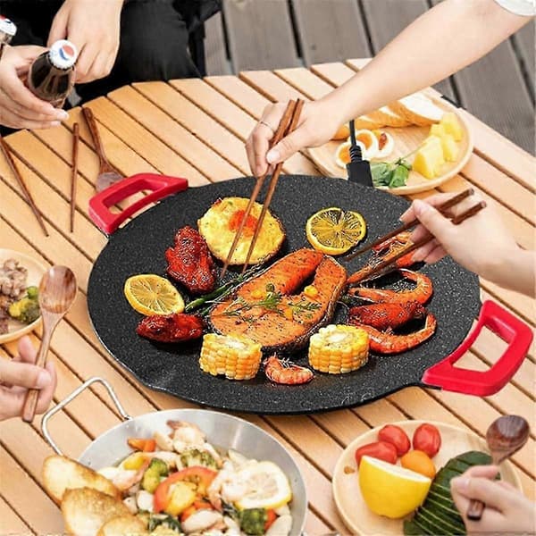 Electric Griddle - Smokeless Electric BBQ Grill with Baking Trays, Nonstick Griddle for Pancakes EU Plug