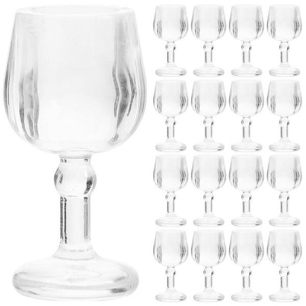 20 stk Miniatyr Tomme Vinkoppmodeller Dukkehust Mini Vinkopp Dekorasjon Rekvisitt Dukkehust Forbruksvarer Transparent2 2X1X0.7CM