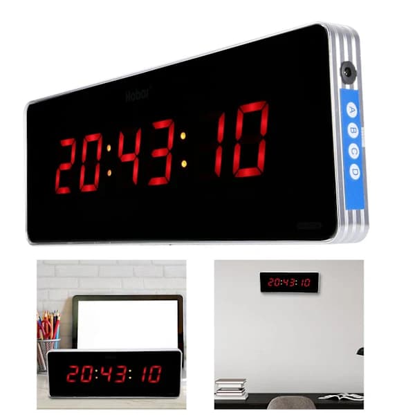 LED Wall Clock - Digital Aluminum Alloy Office Bedroom Clock (Hour + Minute + Second)