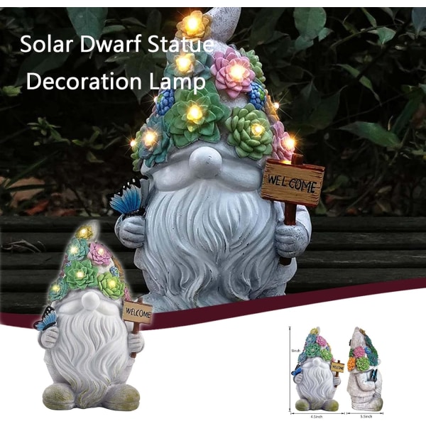 Havefigur Statuer - Solcelledrevne Dekorative Lys - 10 Varme Hvide LED'er