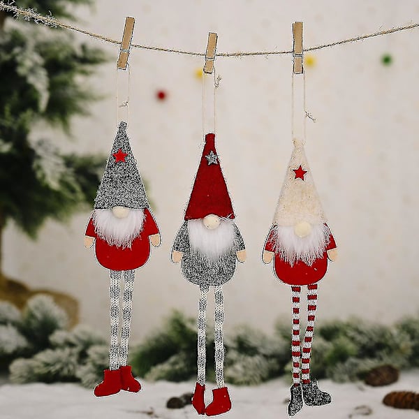 Jouluiset Ruotsalaiset Tonttu Santa-Nukkekoristeet Joulukuusen Ripustus Tontut Joulukuusen Ripustamiseen Takkaan Kotiin (6 Kpl, Beige+punainen+harmaa)