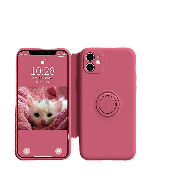 With Ring Kickstand Liquid Silicone Microfiber Lining Anti-Scratch Full-Body Shockproof Protective Case for iPhone 14 Pro