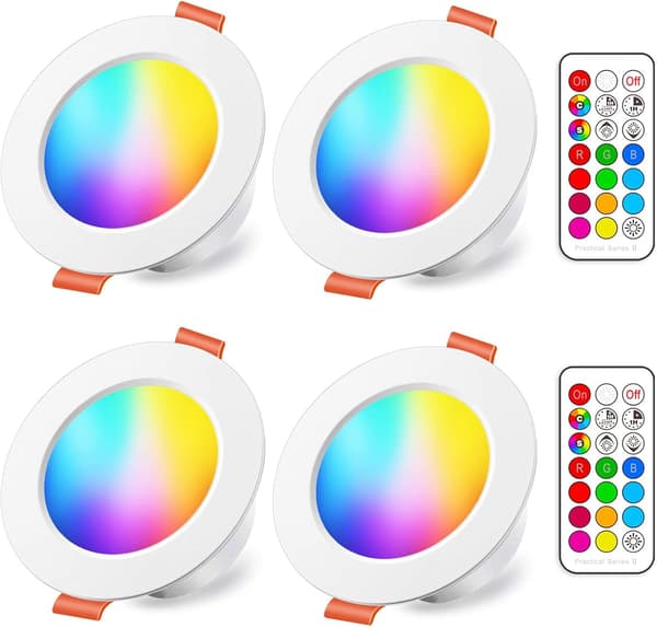 LED Recessed Ceiling Lights, 10W Color Changing RGB, Spotlights Round Panel Downlights Warm White 2700K, 12 Colors 2 Modes Timer with Remote Control