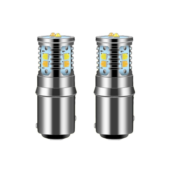 2x Hvide/gule Switchback LED Forlygter Blinklys DRL Pærer 7528 C