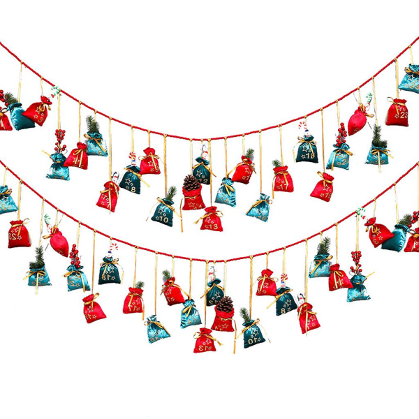 24 Dages Nedtælling Julekalender Ornament Slikpose Hængende Dekoration