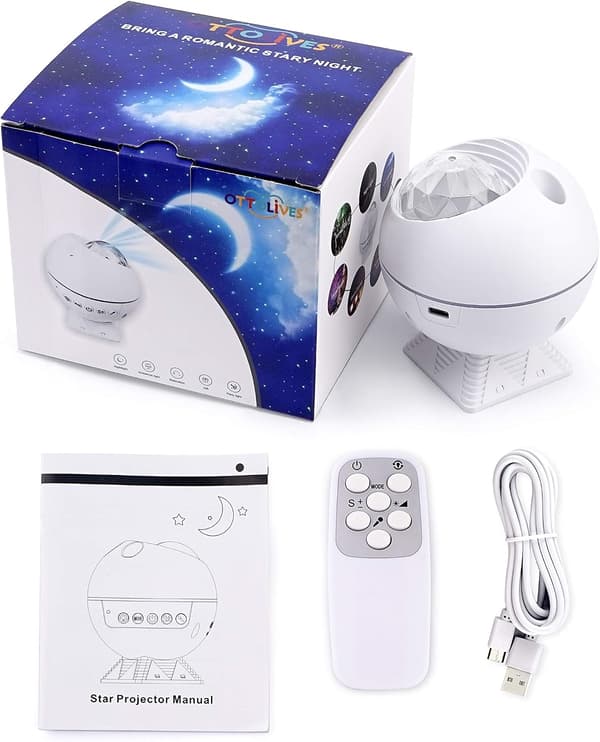 Mini LED Star Projector Night Light, 120° Rotating Remote Controlled Galaxy Light Effects Cloud Lamp Perfect Gift for Kids (Mini White)