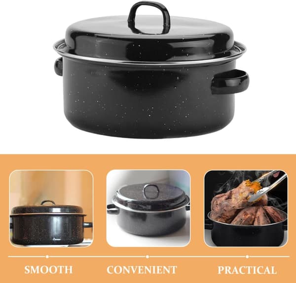 24 cm Multifunctional Frying Pot Enamelled Iron Kitchen Frying Pan