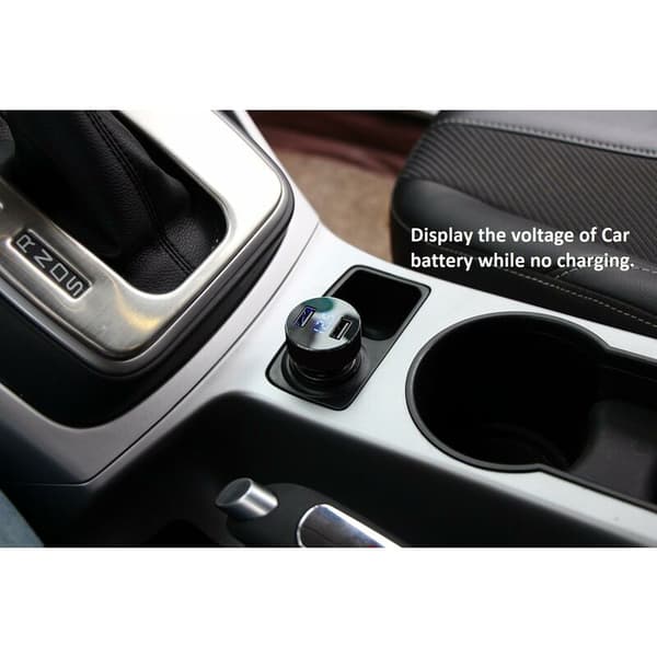 Mini billader - 2 USB-porter, 3.0 A/V hurtiglading, tellefunksjon, LED-batterinivåindikator - universal