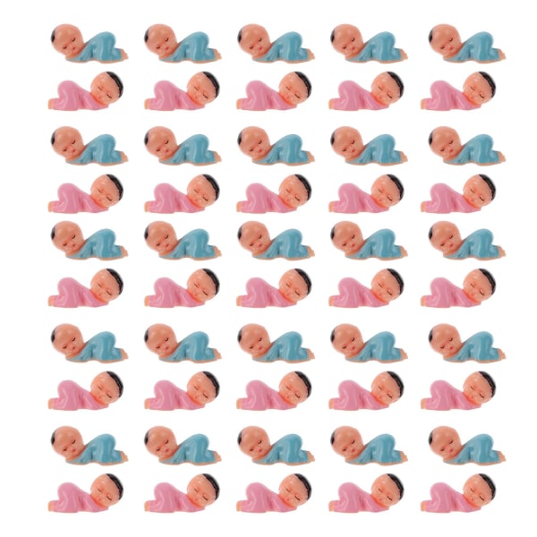 50 st Mini sovande baby Plast baby shower Bordsdekoration Blå2,4X1,3cm Blue 2.4X1.3CM