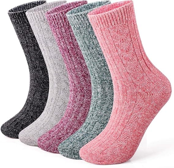 5 Pairs Thermal Women's Socks Warm Thick Knitted Winter Wool Socks