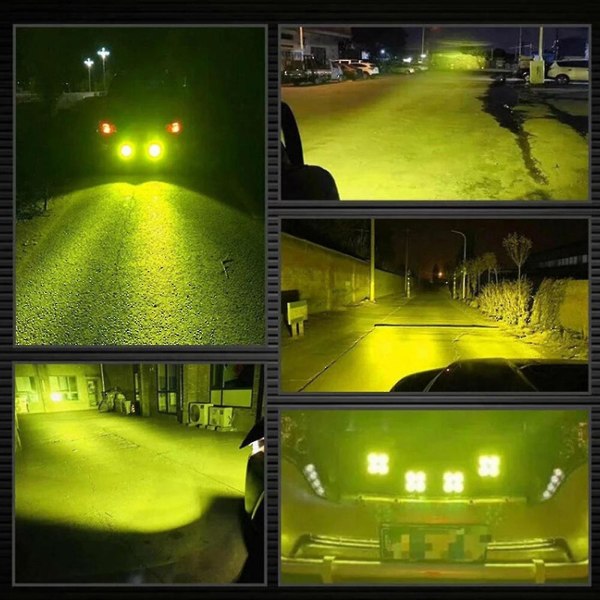 3 Tums Arbetslampa 4 LED Hög Ljusstyrka 40W Gult/vitt Ljus LED-lampa Kompatibel med Motorcykel Gult Yellow