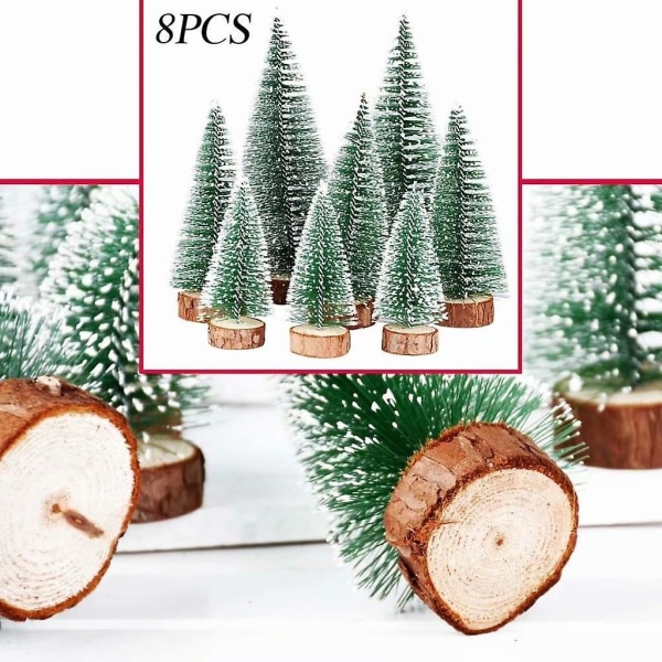 8 stk. 3 Størrelse Mini Juletræ Falsk Miniature Gran Tree Grønt Mini Juletræ Små juledekoration figurer 10/15/20 Cm