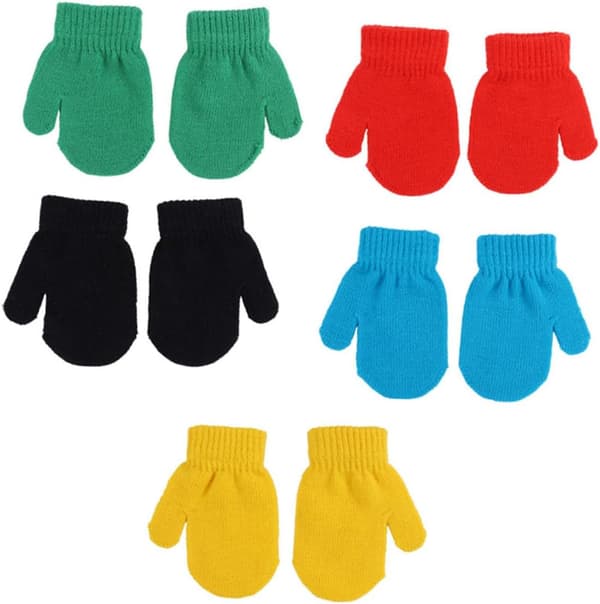 5 par strikkede hansker for gutter og jenter Varme vinterhansker Hel finger votter Unisex for gutter og jenter Vinterbruk