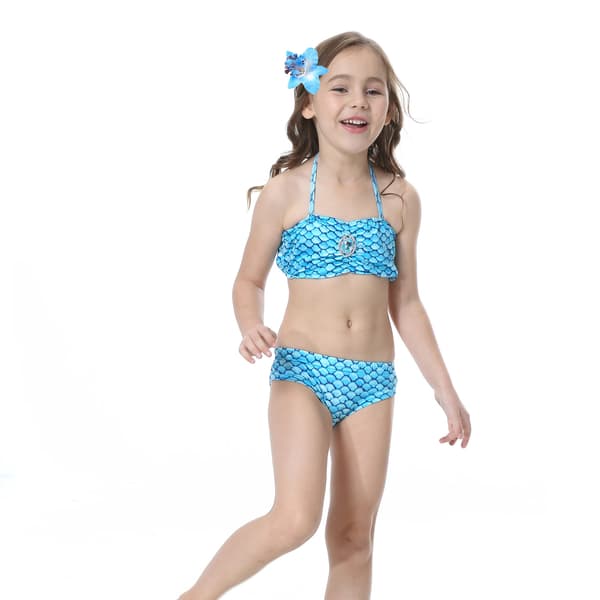 Børn og piger smuk havfruehale bikini sæt badedragt -4-5 år, blå