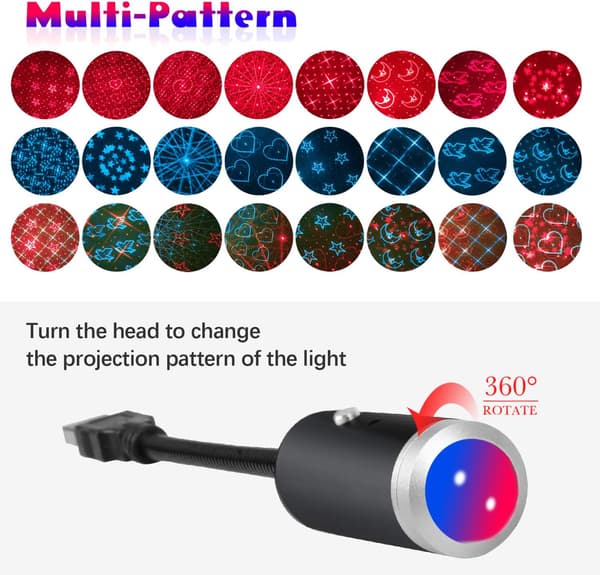(Blue&Red) USB Starry Sky Night Light, 9 Functional Modes | 21 Lighting