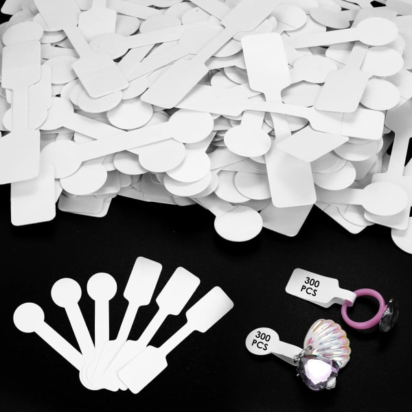 600 stykker blanke selvklebende smykker prislapper, selvklebende etiketter for halskjeder, øredobber, ringer, armbånd (2 former)
