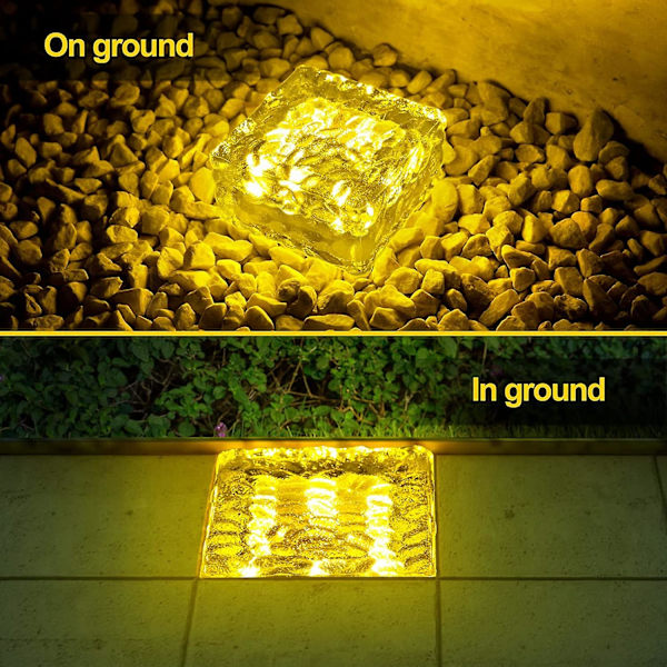 Solcelle Jordlamper Solhavelampe Med 8 Led Vandtæt I-jord Udendørs Landskabsbelysning Til Terrasse Sti Græsplæne Have Dæk Indkørsel Gangsti 2 Stk 2PCS