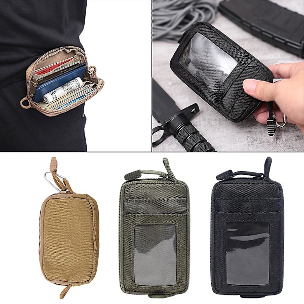 Rejsepengepung Korttaske Taktisk EDC-Pouch Camping Vandreture Vandafvisende  Taljepose Sort Farve