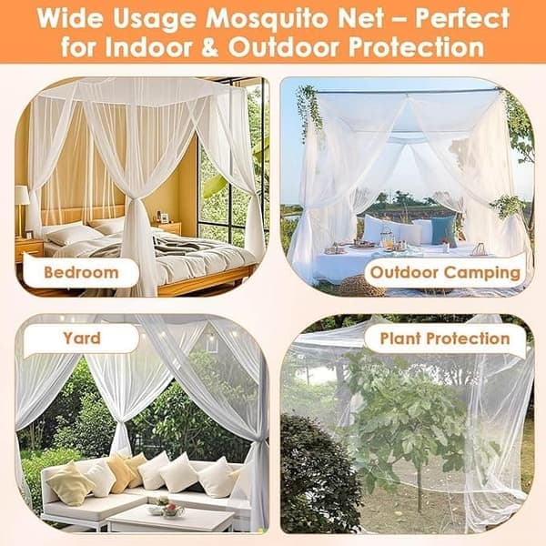 Mosquito Net for Bed, Four-Sided Opening with Complete Installation Kit, 190 x 210 x 240 cm