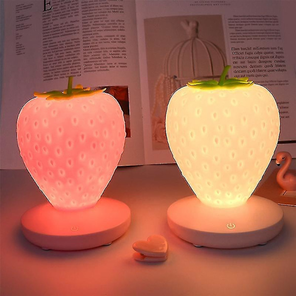 Berøringsdæmpbar LED Natlampe Silikon Jordbær Natlys USB Sengelampe Kompatibel Med Baby Soveværelse Dec