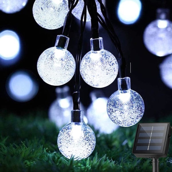 (Pure White) Solar String Lights Outdoor 100 LED 39 ft Globe Light with 8 Lighting Modes,Waterproof Solar Powered Patio