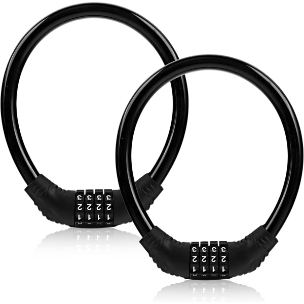 Bike Lock Cable, Bike Locks Heavy Duty Anti Theft, 2 Pcs Security 4 Digit Resettable Combination Bike Cable Lock, Portab