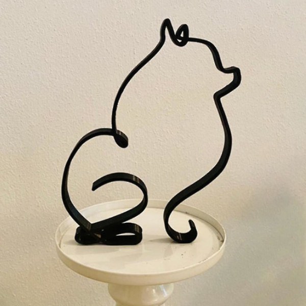 Modern Abstrakt Minimalistisk Metall Hund Skulptur Dekorationer Staty Hem Rum Ornament Pomeranian Pomeranian