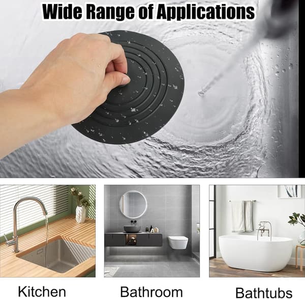 Silikonavløpsplugger, 15 cm universal badekarplugg, vaskpropp, baderomsvaskpropp, for dusj, badekar, S