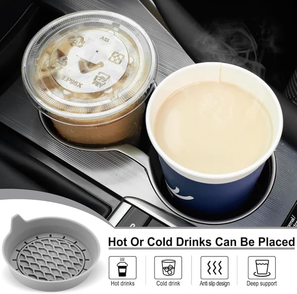 Car Cup Holder Coasters, Silicone Cup Holder Insert, Universal Non-Slip Cup Holders, Interior 4-pack Grey Gray