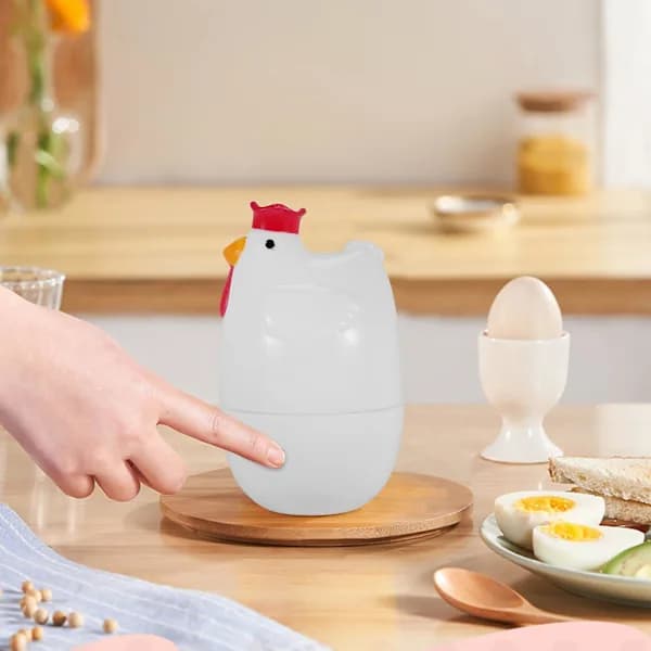 Chicken Shaped 1 Boiled Egg Cooker Steamer Mortar Microwave Egg Cooker Cooking Tool Kitchen Utensil Accessory Tool White