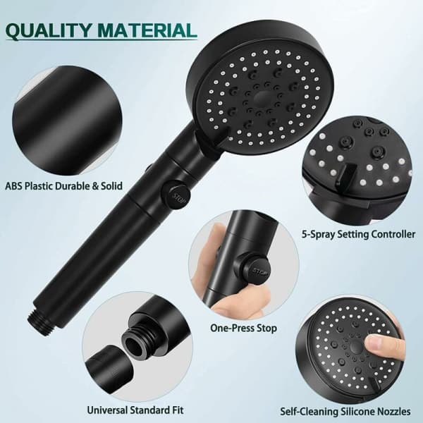 High-Pressure Shower Head with Water Saving, Handheld Shower