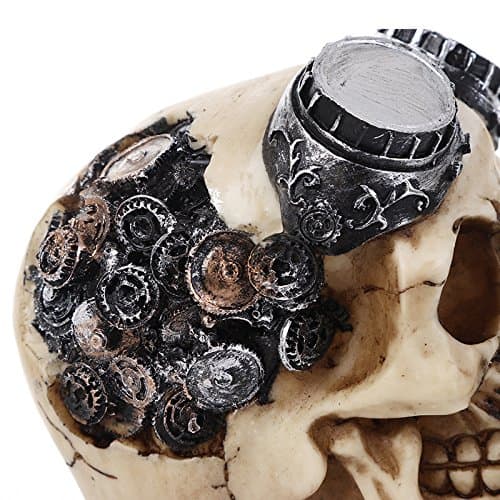 Steampunk Robotic Aviator Pilot Statue - Sci Fi Decorative Figurine - With Painted 3D Gear Mechanism