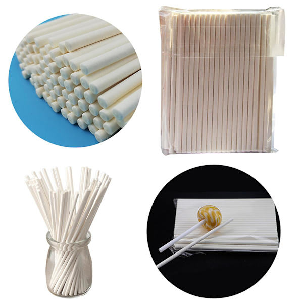 15x0,35 cm Solide Papir Lollipop Pinner Myke Skrub Matvekt Kjøkkenorganisering Krydder Ziplock Pose Org A