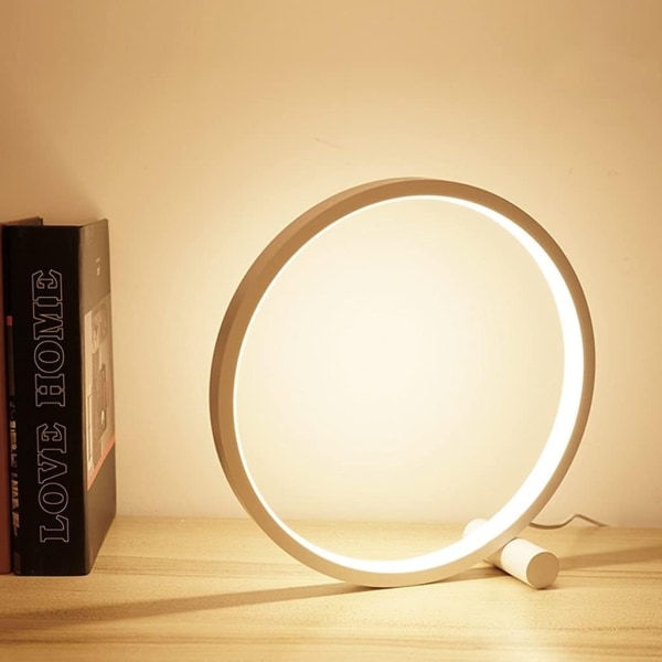Sengelamper med Berøringsstyring, Dæmpbar Cirkel Bordlampe, Moderne Ring Skrivebordslampe, USB Natbord Dekorativ Lys til Læsning Soveværelse og Kontor