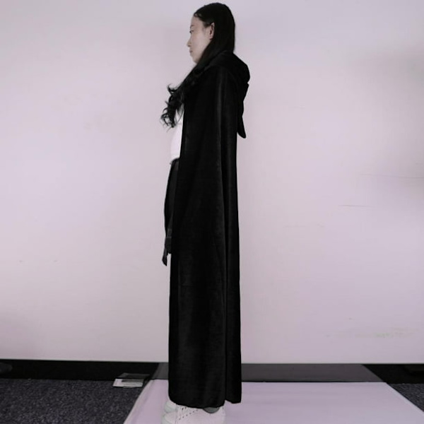 Voksen Mænds Tilbehør Kappe En Skulder Tøj Middelalderlig Fest Uniform Sort Kappe (80cm)