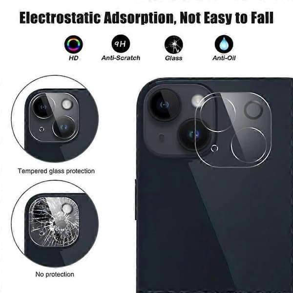 Camera Lens Protector for iPhone 15/iPhone 15 Plus, Full Coverage, HD Clear Lens Film with Cleaning Cloth