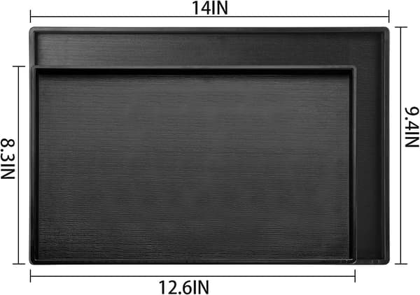 2-pack svarta rektangulära serveringsbrickor, bricka i plast för soffbord, ottomanbrickor för mittstycke, heminredning, badrum, köksbänk