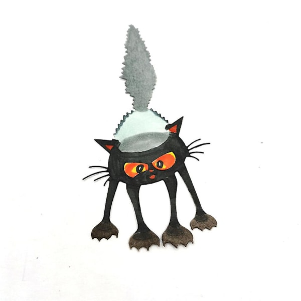 Halloween Katt Metall Klippesjablong Mal DIY Scrapbooking Album Papir Kort Sjablong Sjablong Preget Ornament