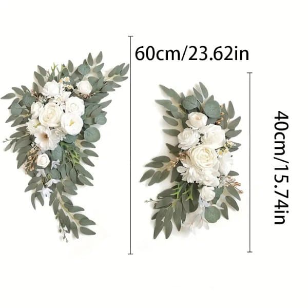 Kunstig blomsterbue til bryllup (et sæt) Velegnet til bryllupsdekoration, ceremoni og receptionsbaggrund (hvid)