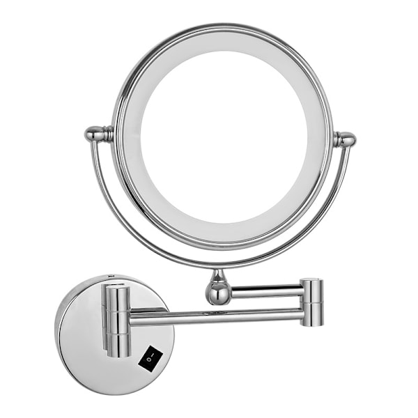 8 Tums LED-belyst Väggmonterad Smink Spegel med 7x Förstoring, Krom M1805D (8 tum, 7x) perfekt present till kvinnor & flickor