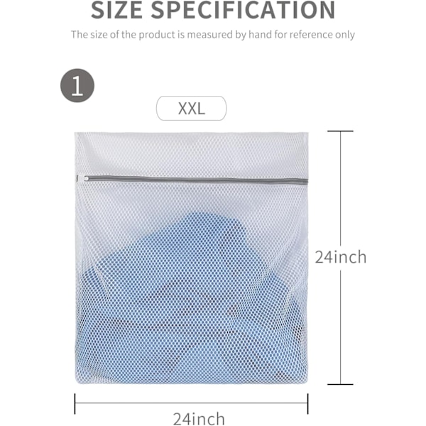 2 XX-Store Honeycomb Delicatesposer for Vaskemaskin, 24 x 24 Tommer Lingeriposer for Vask, Reiseoppbevaring Organiseringspose for Bomulls Klær