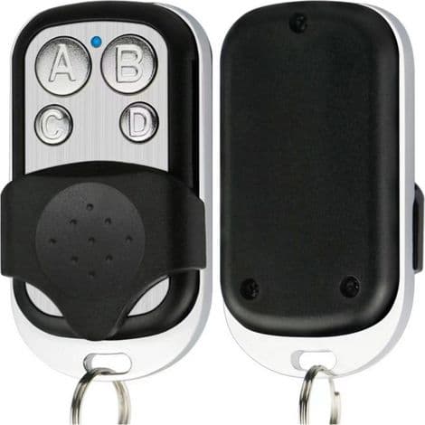 Universal 433 MHz Metal Remote Control with 4 Buttons for Garage Door – Rolling Code Transmitter and Gate Cloner, 1 Piece, Black