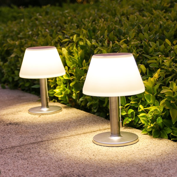 LED solar bordslampa utomhus vattentät-3-vägs dimbar uteplats bordslampa, solar modern sänglampa, sladdlös solar bordslampa med dragkedja