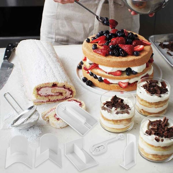 6 stk. Fondant Kageoverflade Glattere Sæt Køkken Organisation Mad Opbevaringsbeholdere Blød Skrub Frugt A