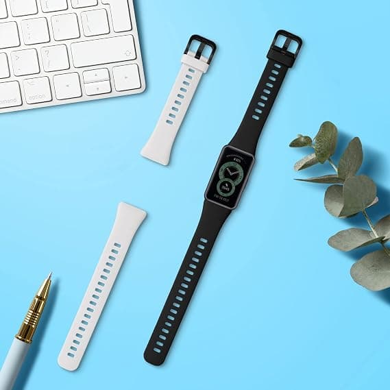 Straps compatible with Huawei Band 6 - 2x replacement silicone straps - Black/White