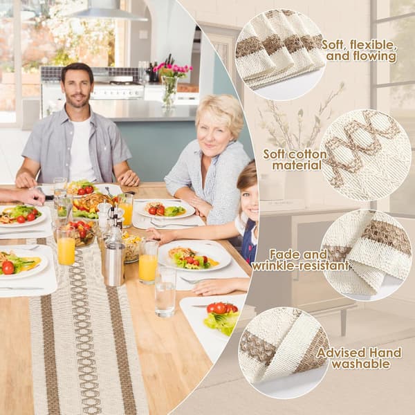 Table Runner 183 cm with Tassels for Home Kitchen, Holiday Celebrations, and Wedding Decoration
