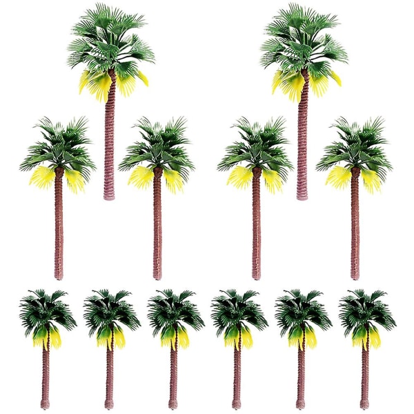 12 stk Miniatyr Tropiske Trær Kunstige Planter Mikro Landskap Trær Sandkasse Trær Assorterte Farger 12 Assorted Color 12x6cm