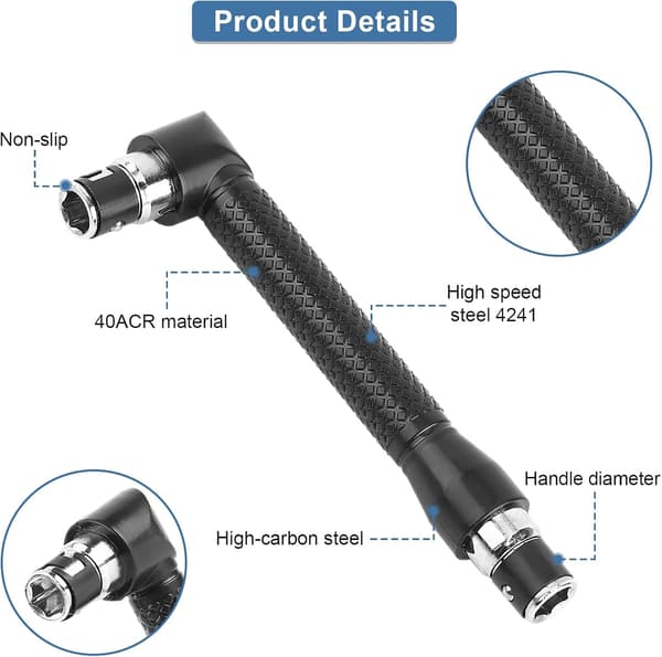 Angled screwdriver, bent screwdriver, L-shaped wrench, with 10 bits max