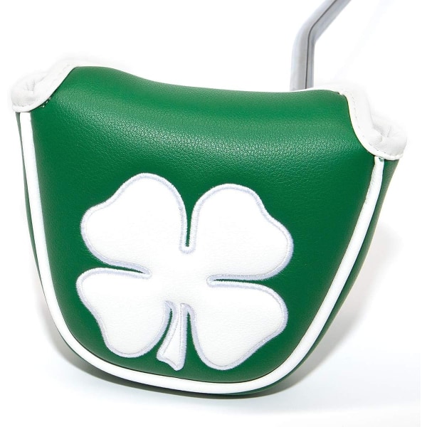 Grön vit Shamrock Golf Headcover Head Covers Magnetisk Mallet Putter Club Cover Protector Syntetiskt läder välgjord för Odyssey